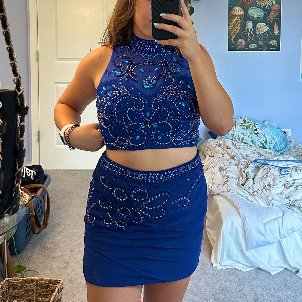 Blue Sparkle Dress Two Piece